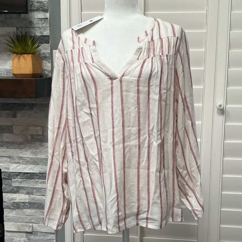 Splendid Pink and White Striped Blouse